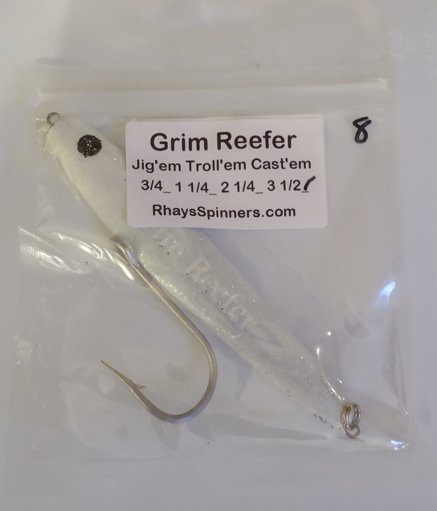 Grim Reefer jigs White 2 1/4 & 3 1/2 oz